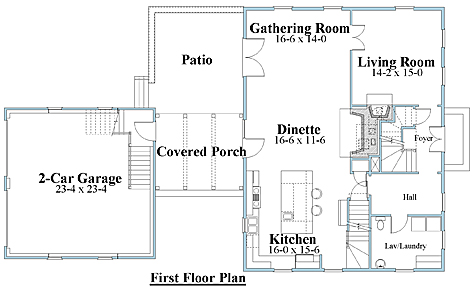 Saltbox Home 1st floor plan